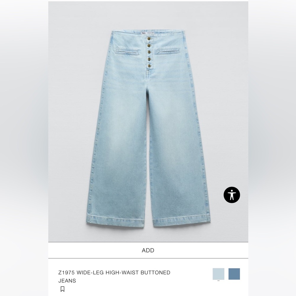 Zara Wide-Leg High-Waist Buttoned Jeans - Picture 1 of 10